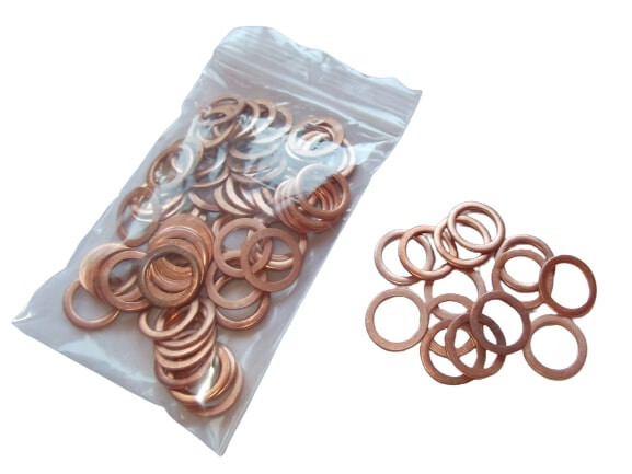 100 pieces copper sealing ring seal copper seal Cu 14x20x1.5 mm DIN 7603
