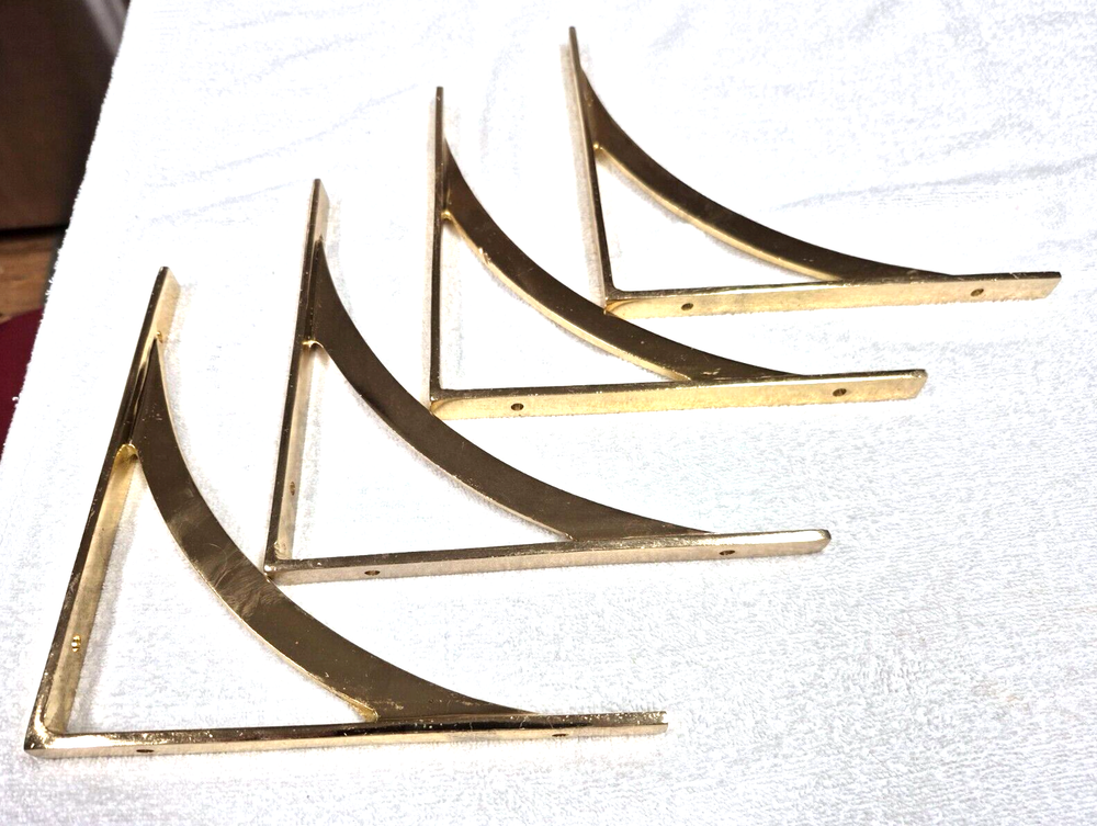2-Pack Heavy Duty Brass Shelf Brackets 4-8