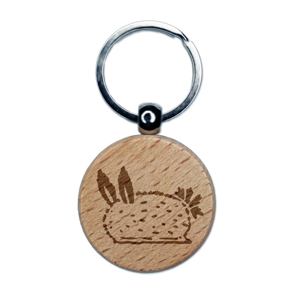 Cute Sea Bunny Nudibranch Wooden Keychain Charm with Engraved Design