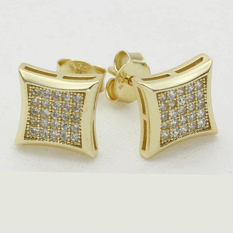 2Ct Round Cut Lab Created Cluster Diamond Stud Earrings 14k Yellow Gold Finish