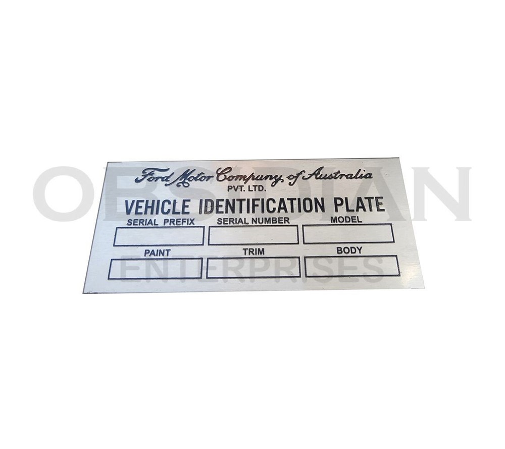 Customized Vintage Ford Motor Company Australia Aluminium Blank Name Plate