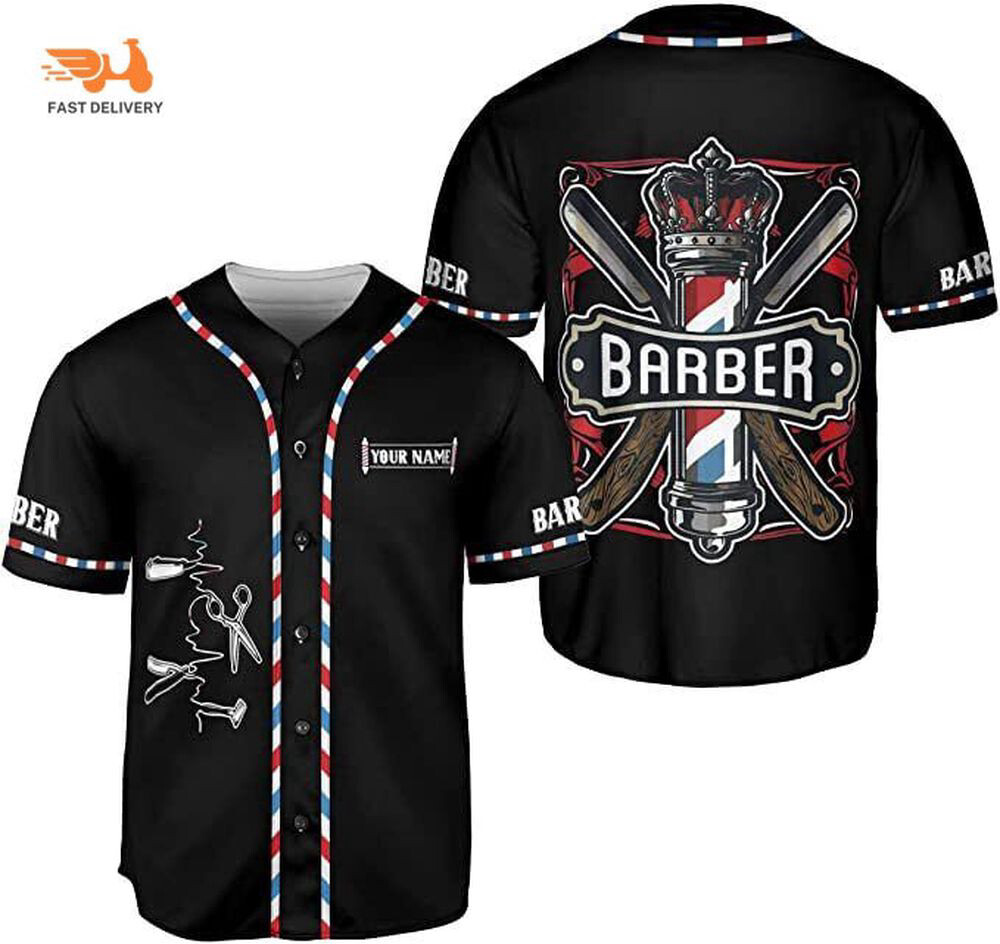 Personalized Baber Shop Baseball Jersey, Hairdresser Baseball Jersey Barber Life