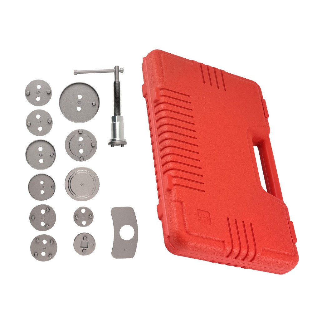 Brake Caliper Service Tool for Vehicle Disc Brake Pad Change with 11 Adapters