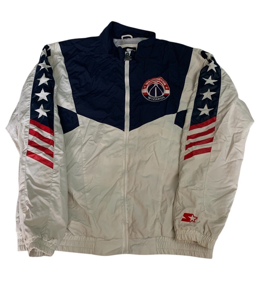 VTG Washington Wizards Jacket Size XL Starter 90' NBA Colorful FLAW READ