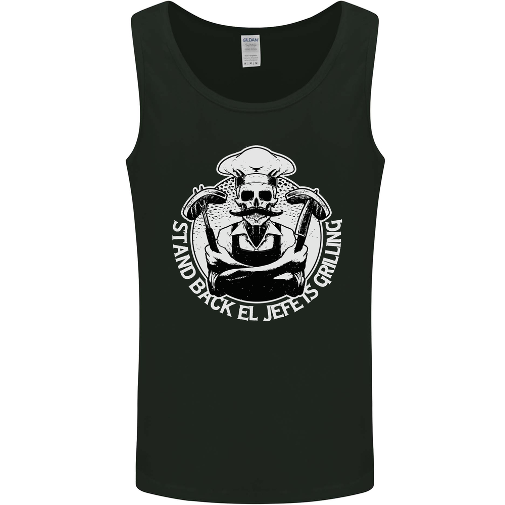 Stand Back El Jefe is Grilling Funny Skull BBQ Mens Vest Tank Top