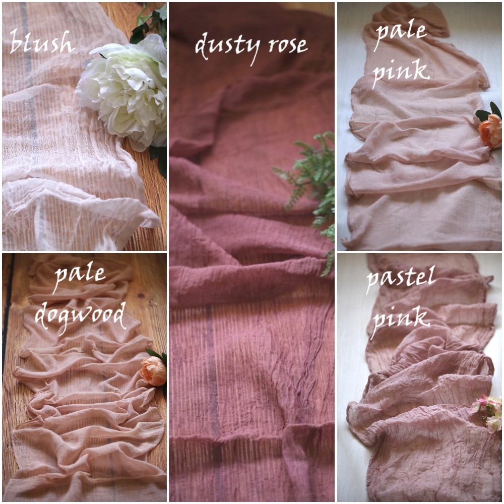 Gauze Wedding Cheesecloth table runner, Wedding table decor, Styling Rustic Pink