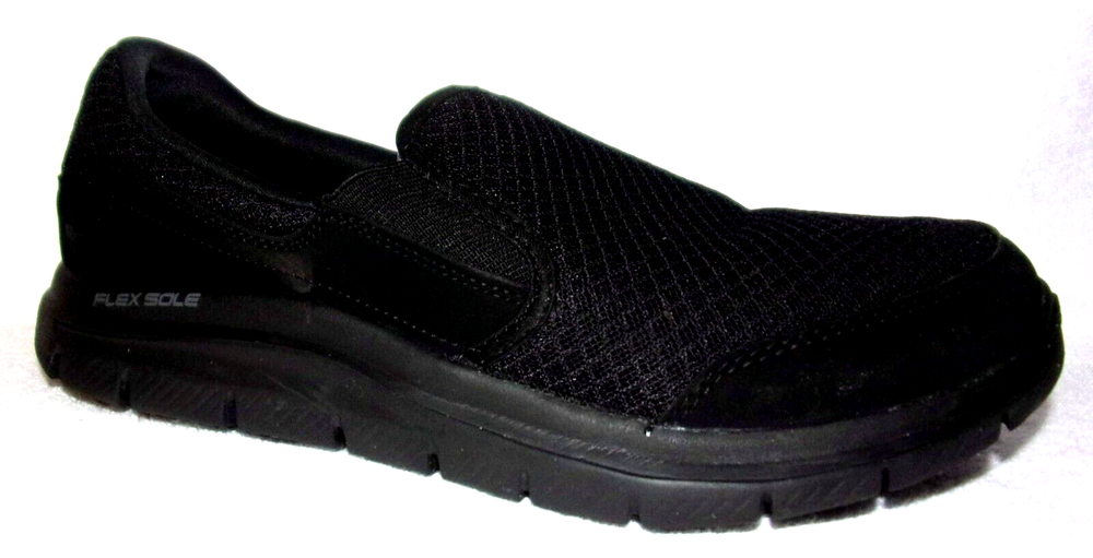 SKECHERS WORK COZARD WOMEN'S BLACK SLIP ON SHOES 8 M
