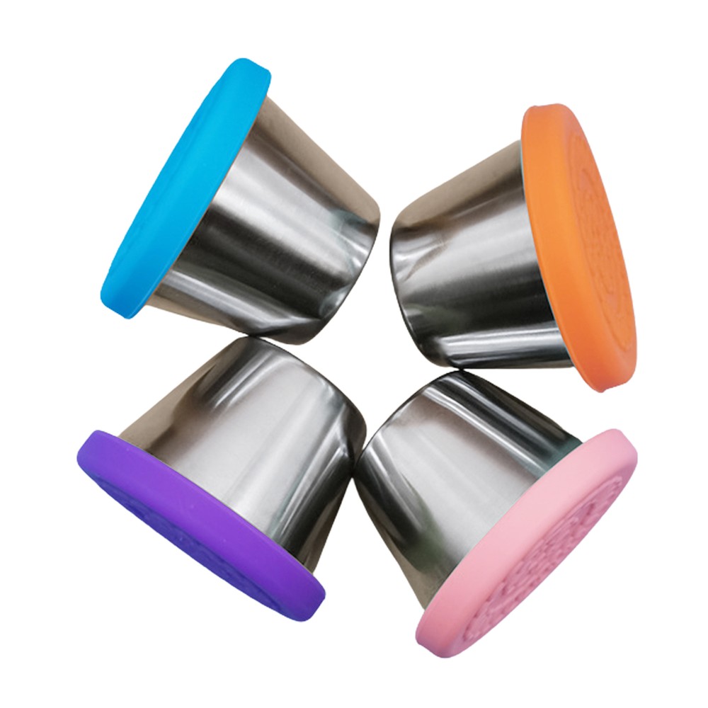 4-Pack Stainless Steel Condiment Cups with Lids for Salad Dressing