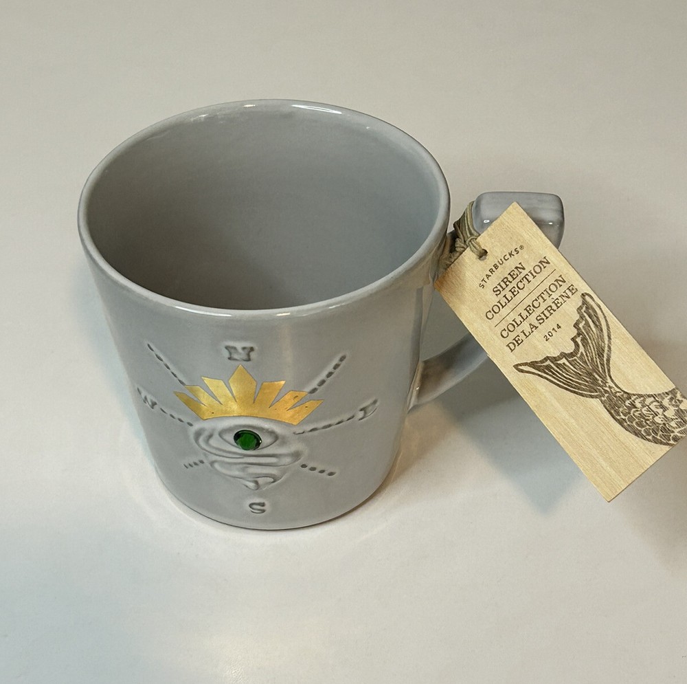 NWT Starbucks 2014 12oz Anniversary Siren Collection Emerald Crystal Mug RARE