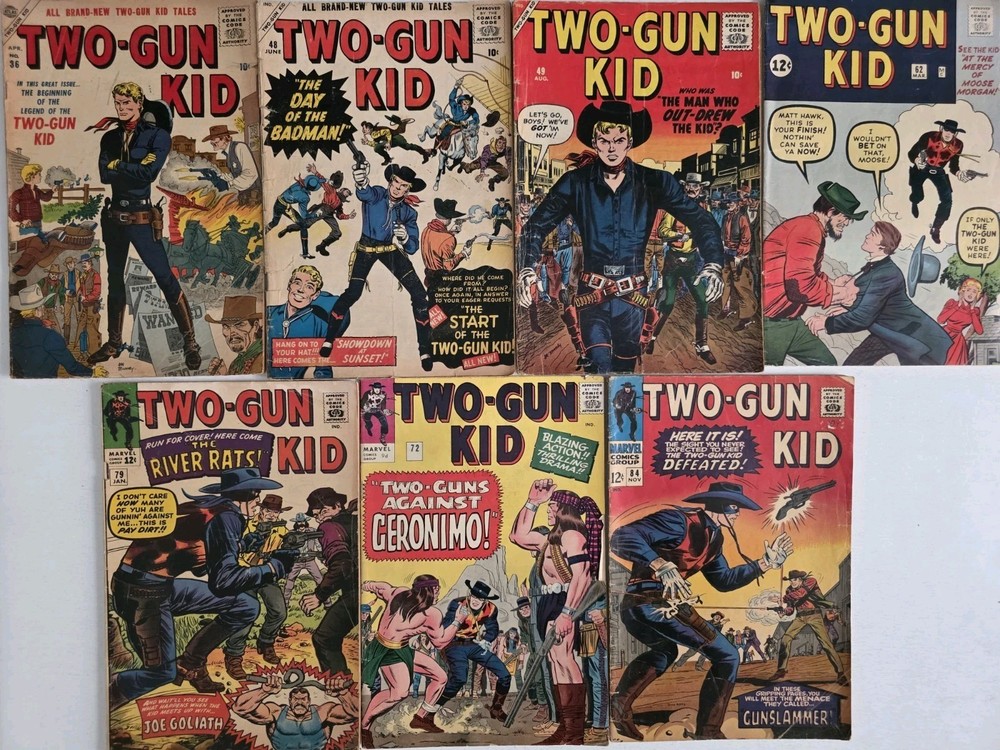 Two-Gun Kid Silver Age Lot (7) #36-84* Geronimo App. 1957 Jack Kirby Western Era