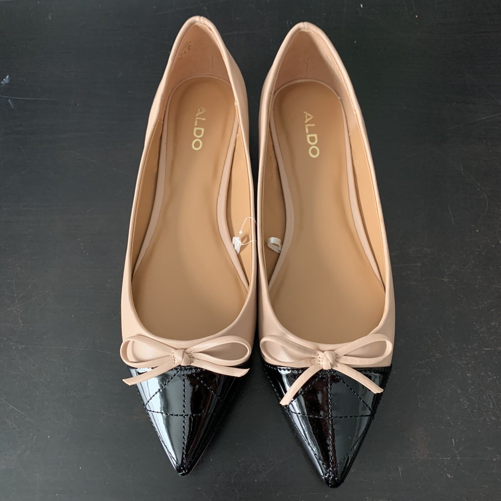New! Aldo Ballet Flat Pointed Cap Toe Pink, Black Size 6