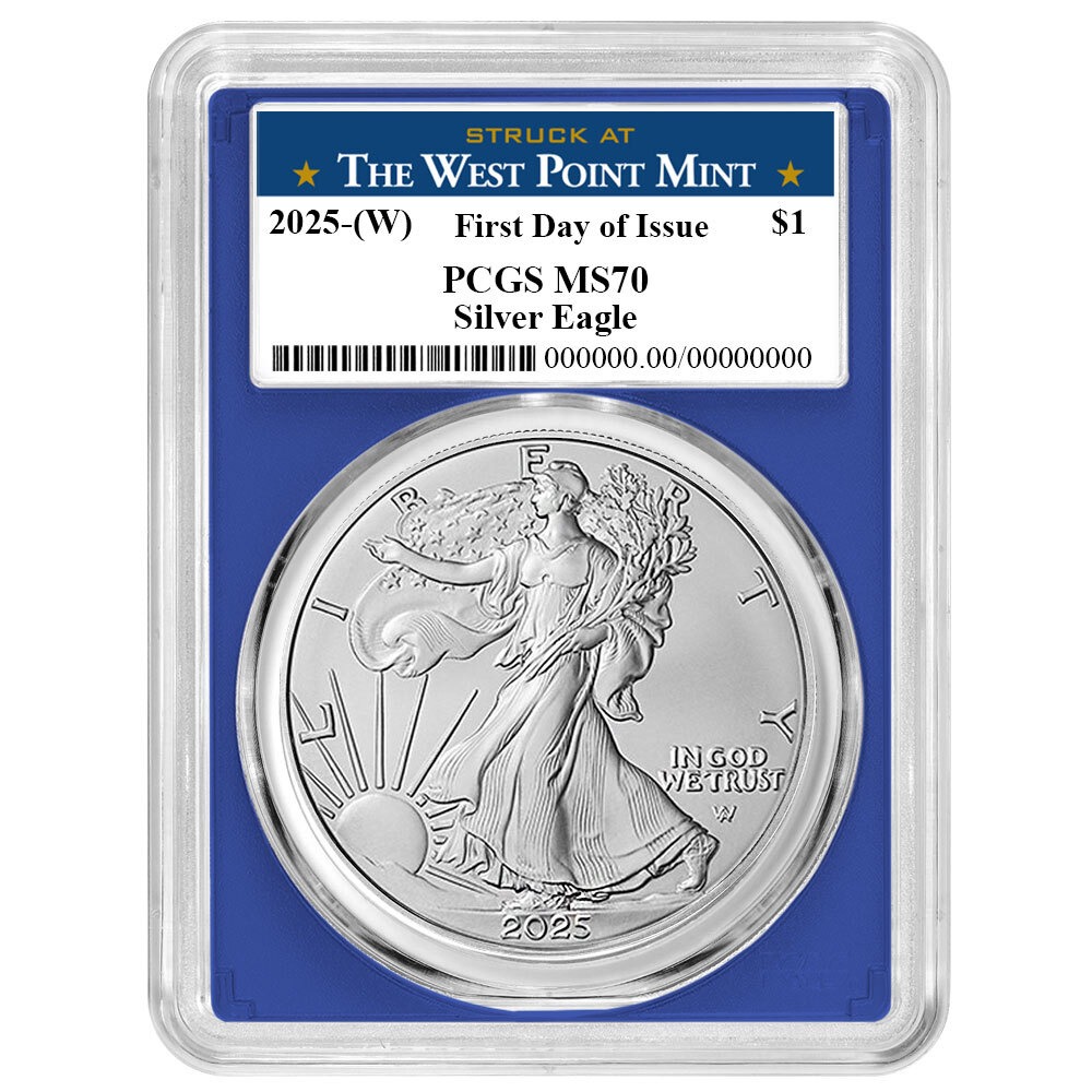 Presale - 2025 (W) $1 American Silver Eagle PCGS MS70 FDOI West Point Label B...-image