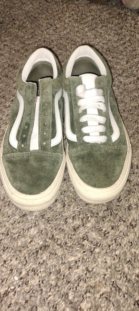 Vans Pig Suede Old Skool Shoes Olive Green Youth Size 5