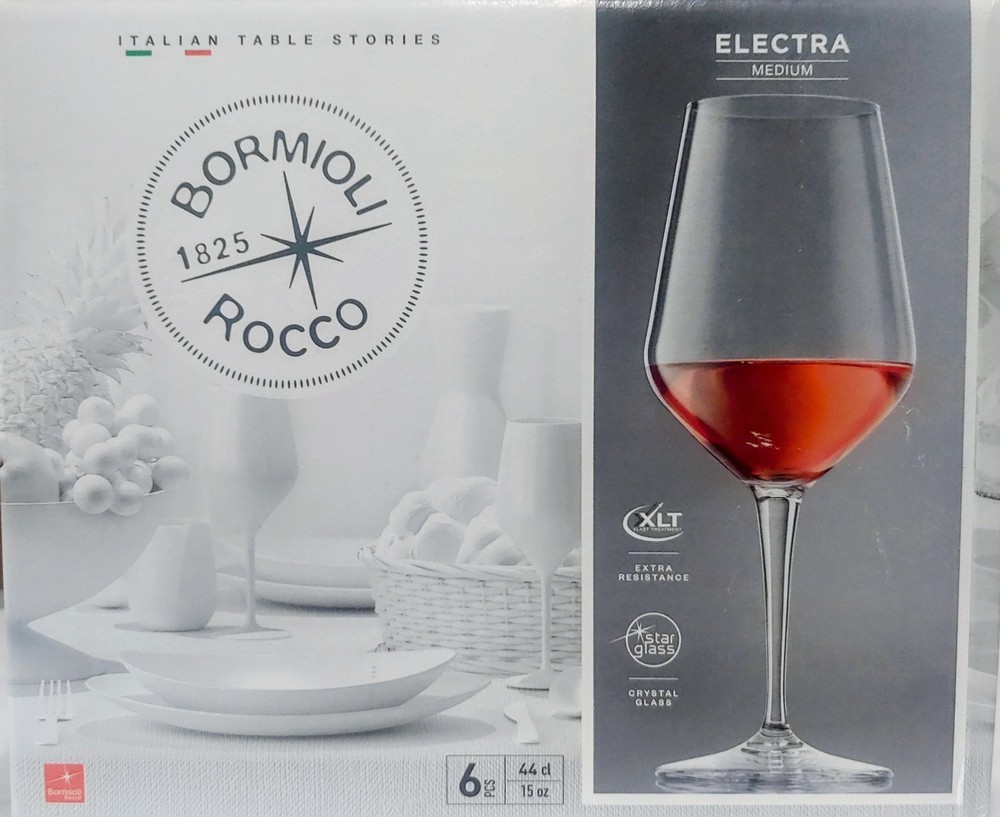 Bormioli Rocco Electra Medium Crystal Glass | 6 Pcs 15 oz Wine Glasses | *NEW*