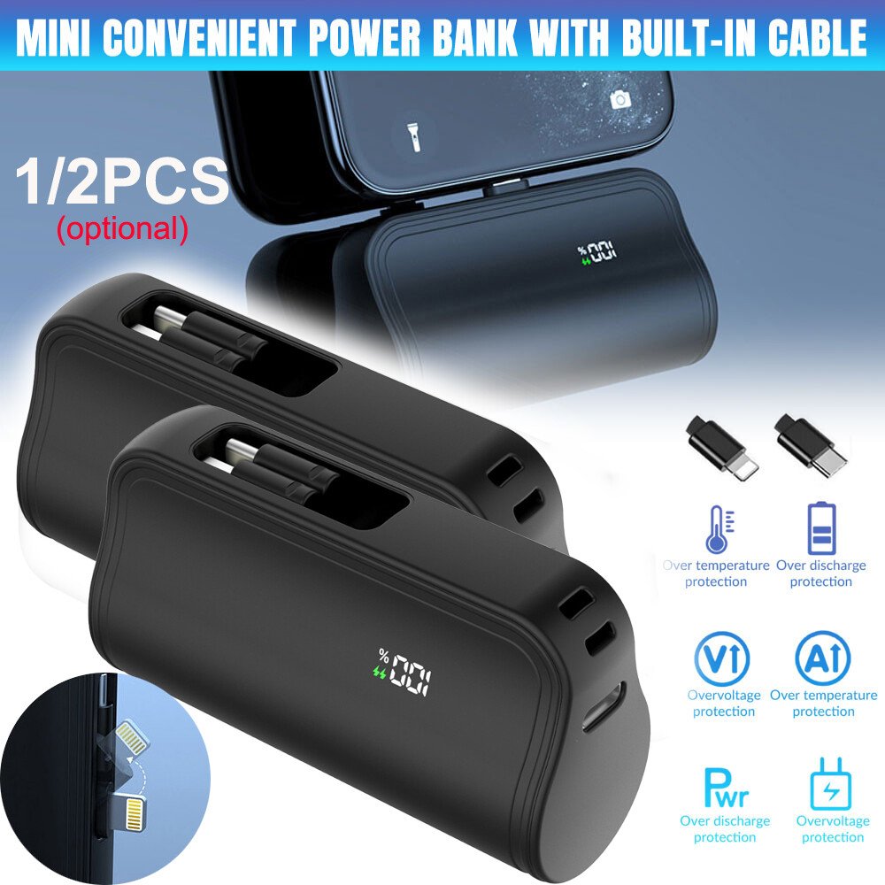 Power Bank 10000mAh Mini Battery Built-in Dual USB Connector For iPhone Android