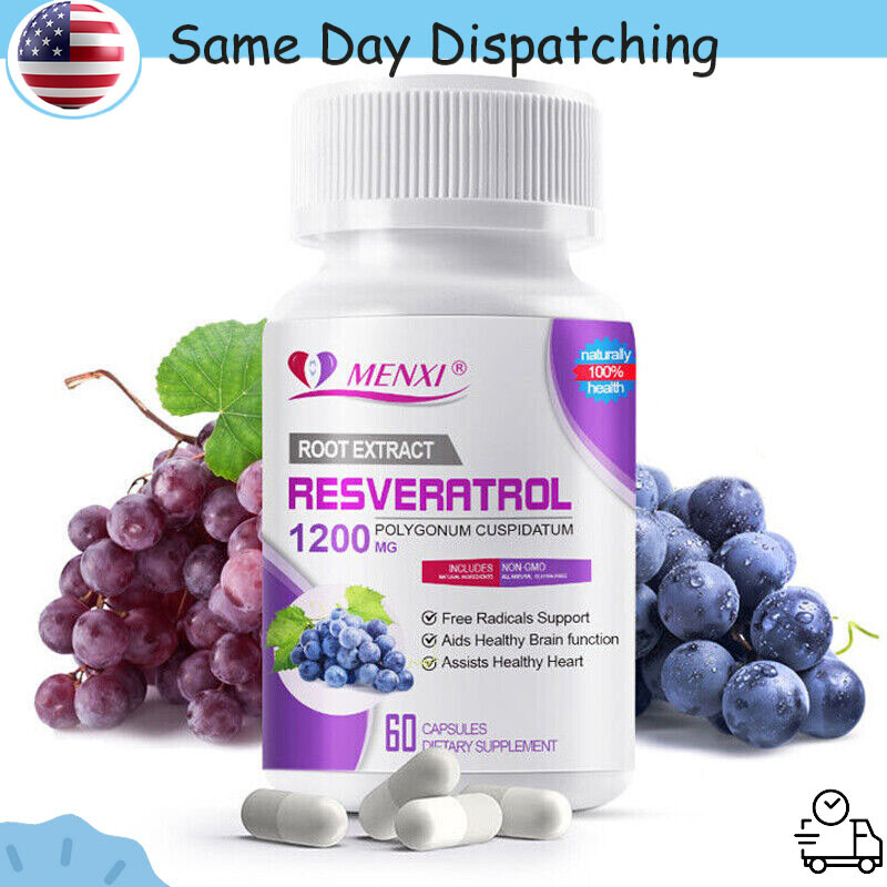 1200mg Resveratrol Capsules - Natural Antioxidant, Anti Aging, Anti Inflammatory