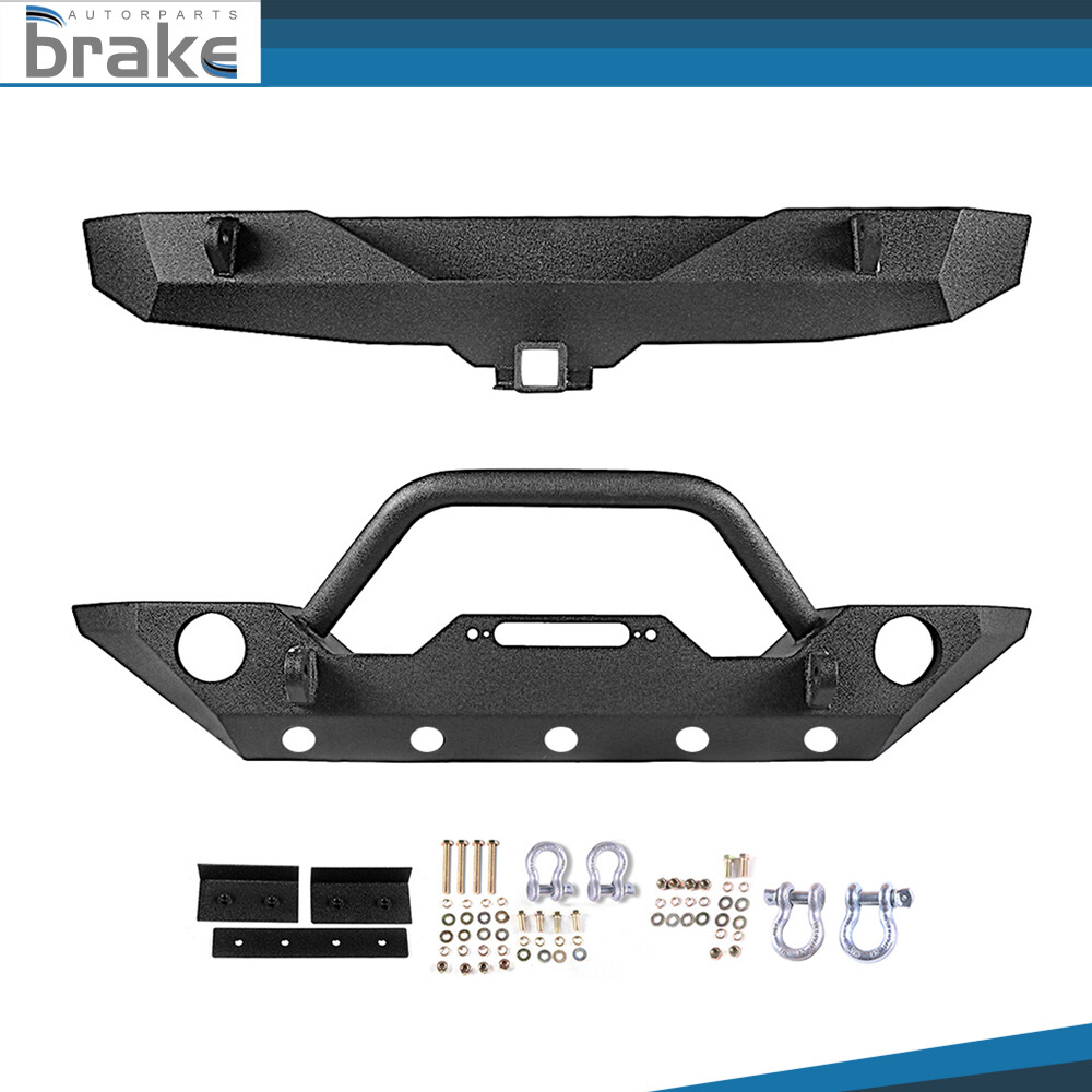 Jeep Wrangler JK Front Winch Bumper with Fog Lights & Rear Bumper 2007-2018  