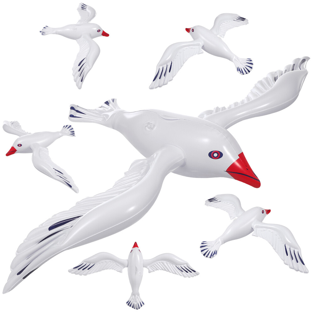 6 Pcs Seagull Decorations for Party Blow up Seagulls Beach Inflatable Theme