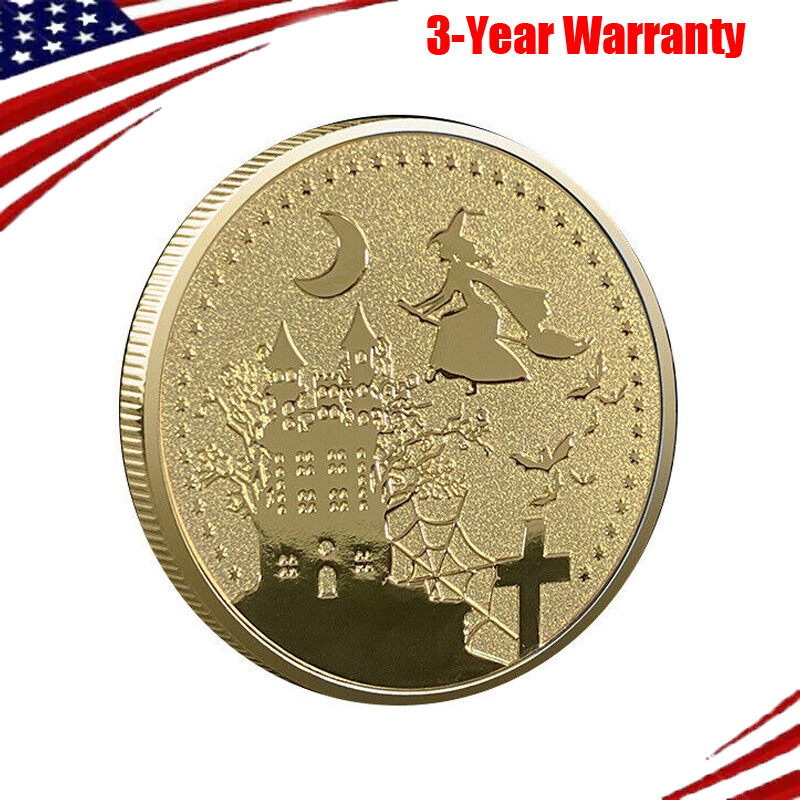 1PC Halloween Commemorative Coin Scarecrow Witch Festival Gift Challenge Coins