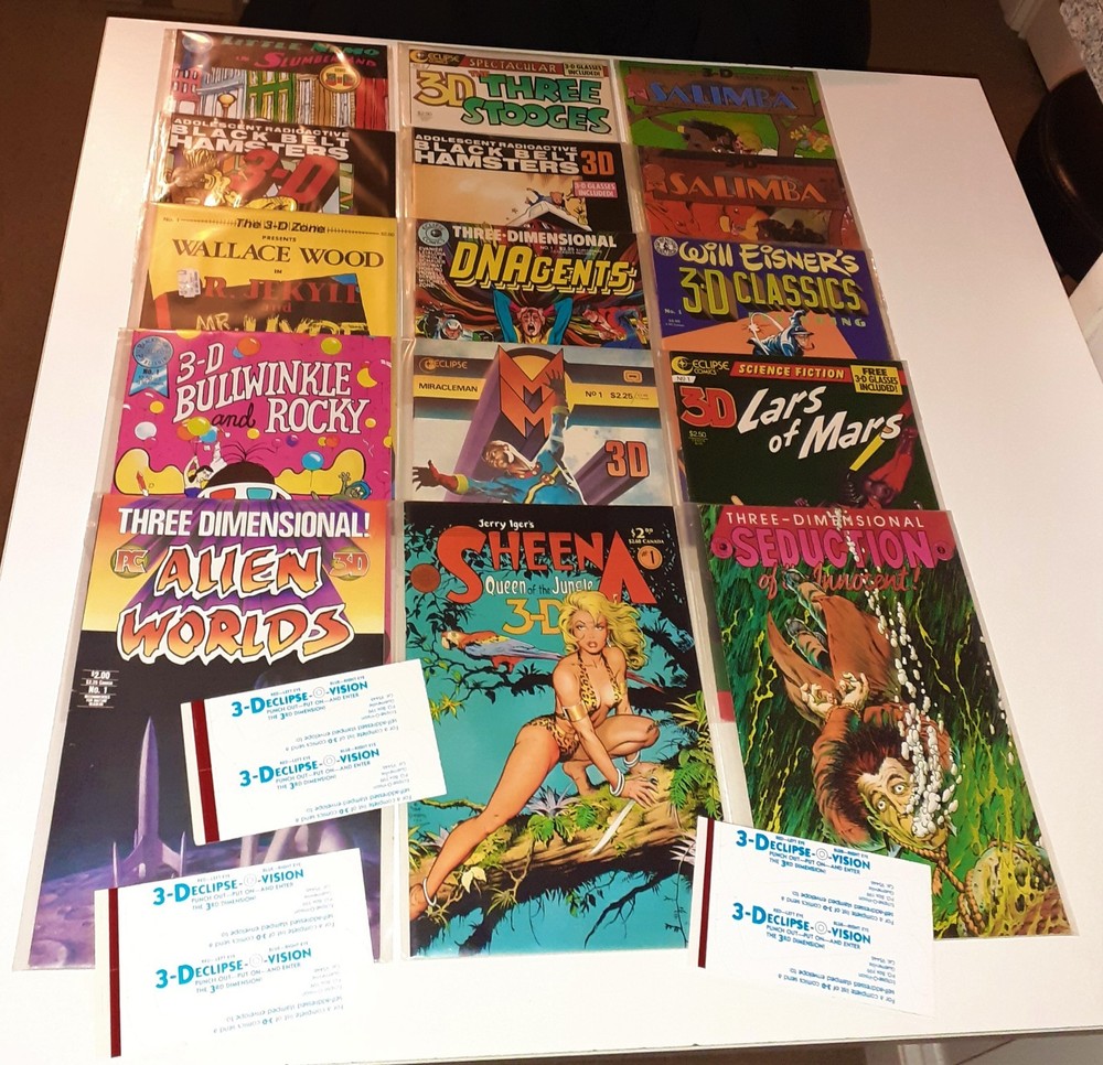 15x VINTAGE 3D COMICS lot 1983-87 Dave Stevens Alien Worlds Miracleman SOTI GGA