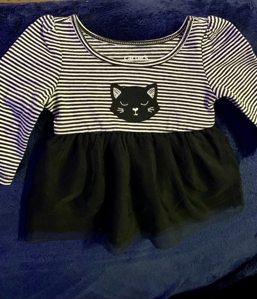 Carter's Child of Mine Baby Girl Black Cat Dress, 2-Piece, Size Newborn