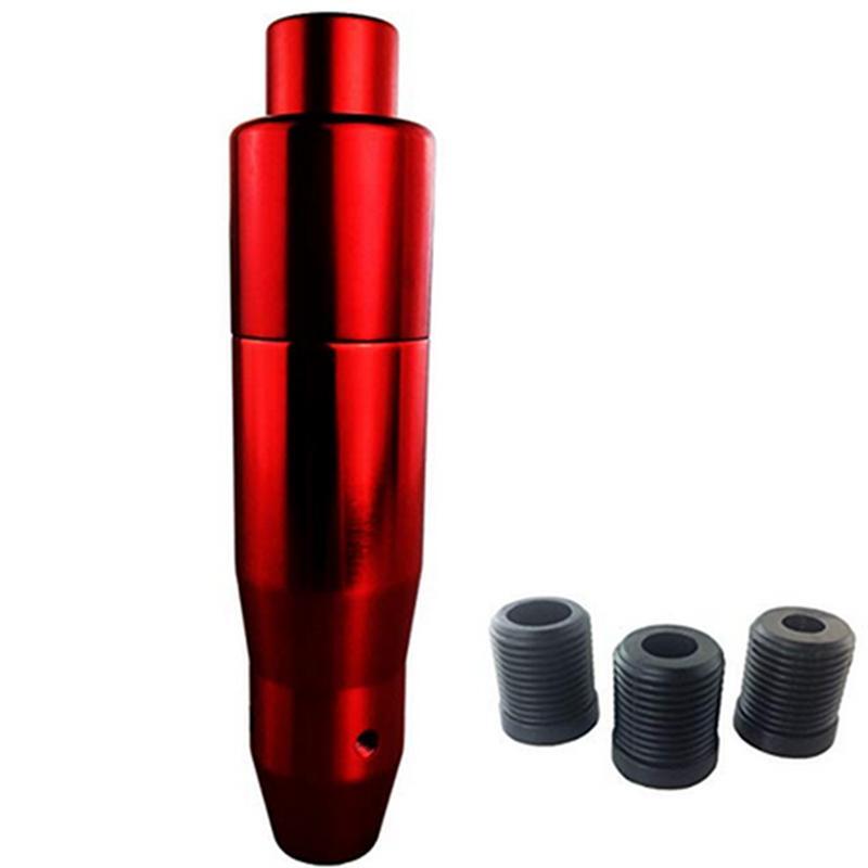 Aluminum Alloy Car Stick Gear Shift Knob Lever Shifter Red W/Black Button Cover