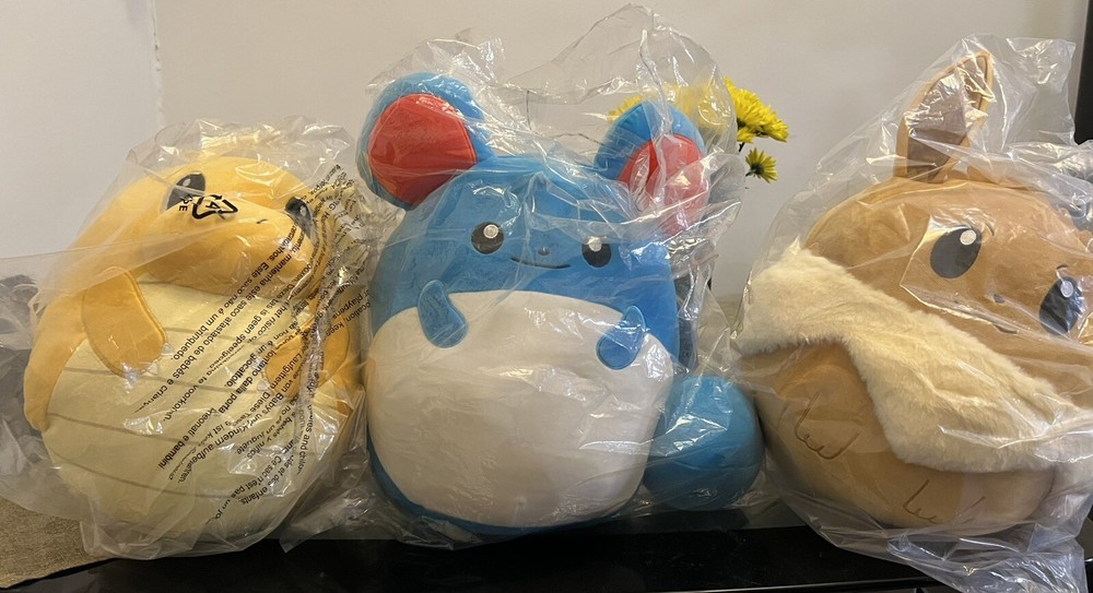 Pokemon Squishmallow 12” Pokemon Center Exclusive Eevee Dragonite Marill Bundle