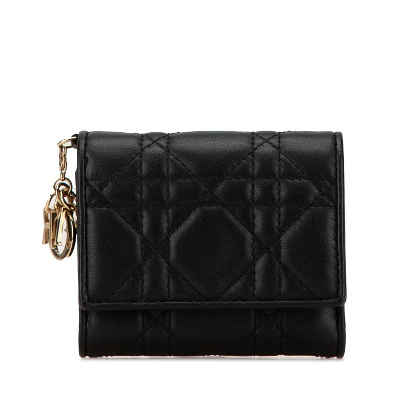 Dior Canage Wallet Compact in Black Leather Style 62350