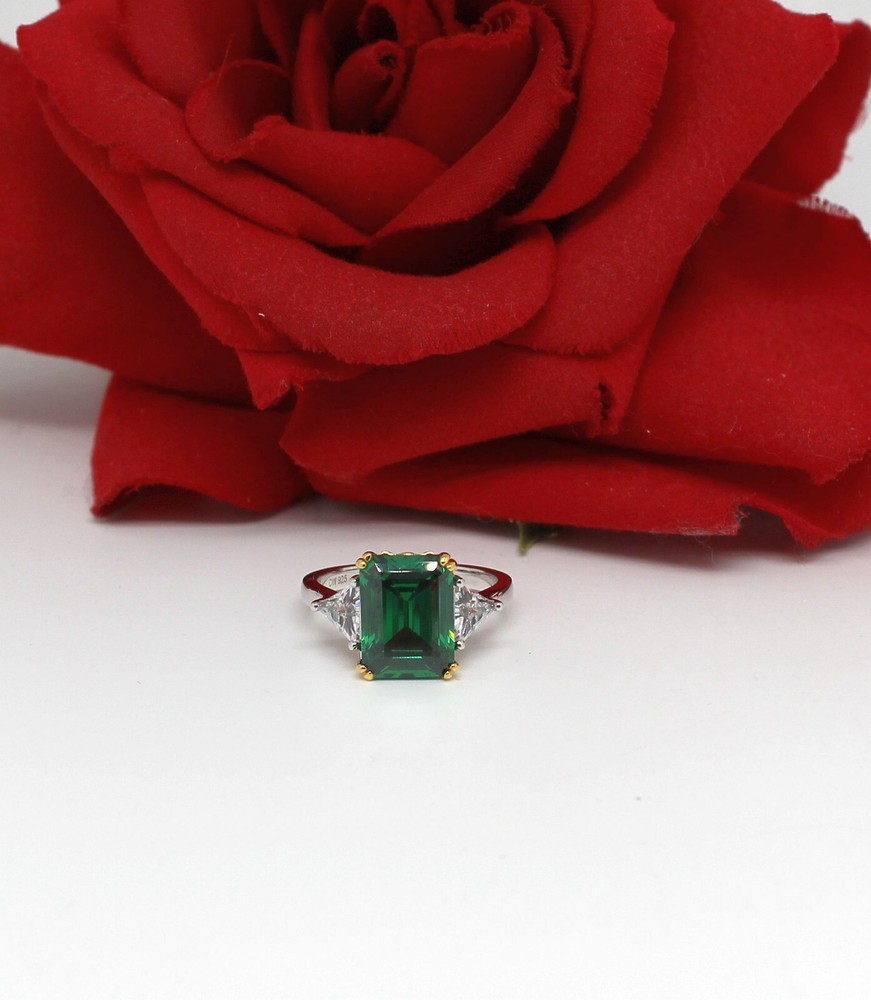Sterling Silver NWOT JTV Green & White CZ Cocktail  Ring Size 8 4.95g CAT RESCUE
