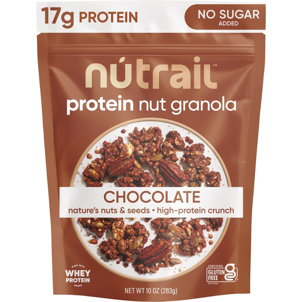 NuTrail 17g Protein Nut Granola Cereal, Chocolate, Healthy Breakfast 10 oz. 1 Ct