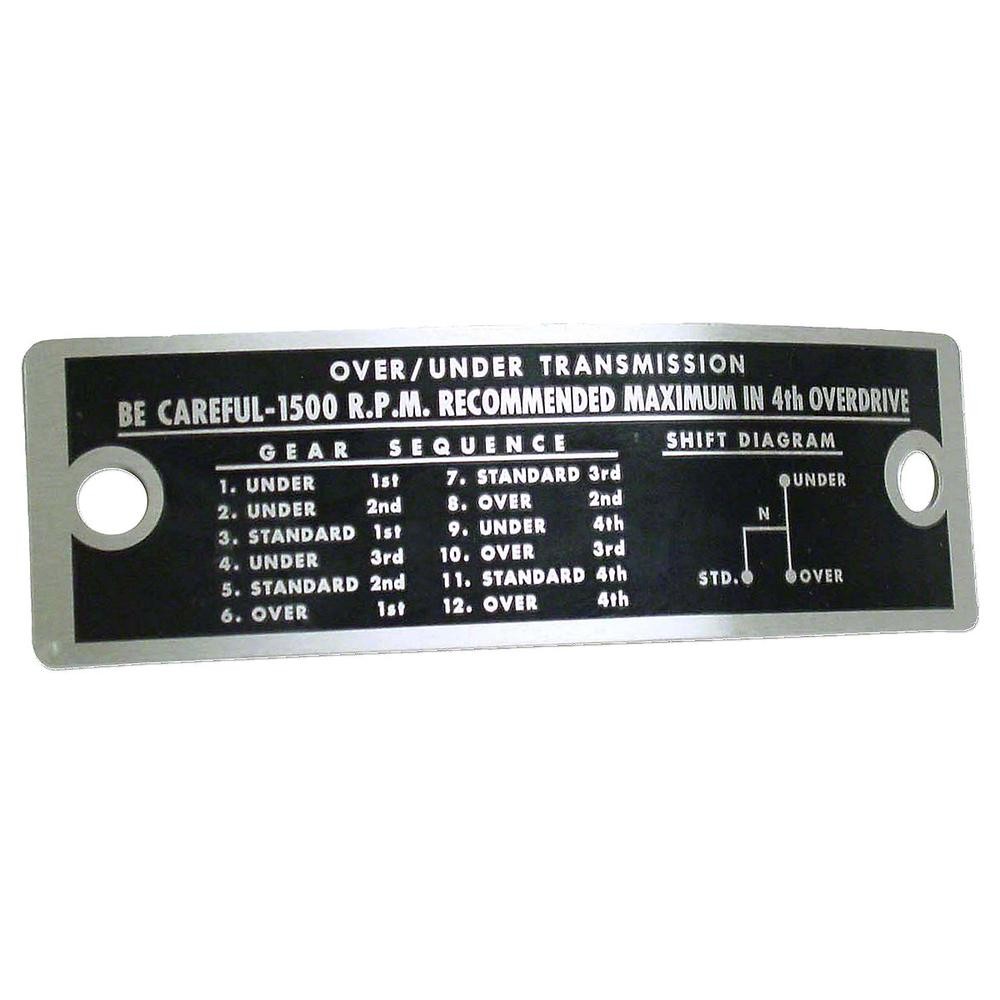 FDS395 Sherman Transmission Instruction Plate Fits Ford
