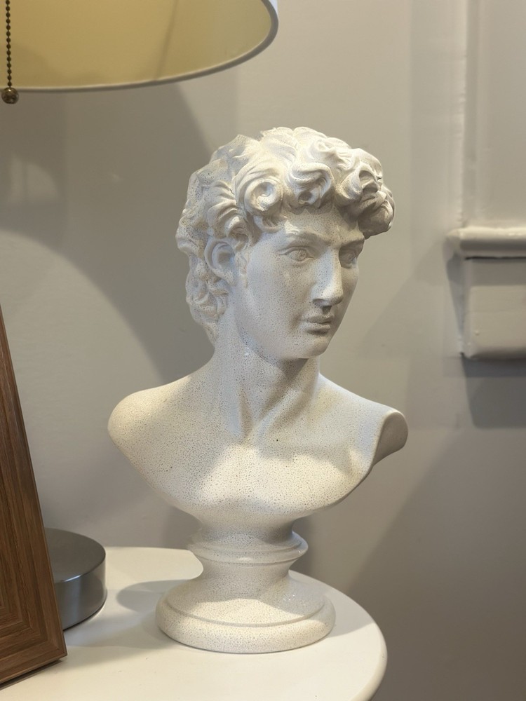 White Stone Michelangelo David Head Sculpture for Home Decor