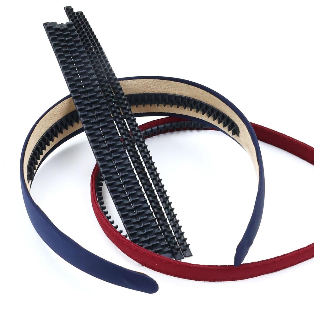 Lawie 10 Pack Black Anti-Slip Silicone Headband Grips with Teeth Comb