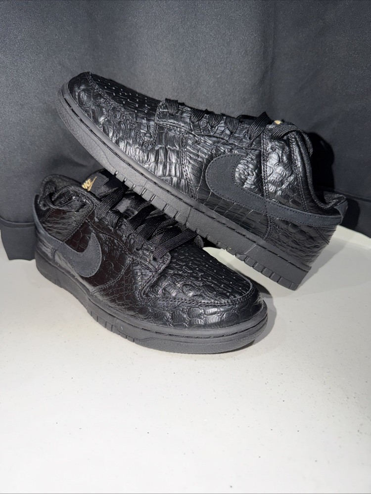Nike Dunk Low Black Croc Metallic Gold Off-Noir Women Sz 11 Men Sz 9.5 New Nobox