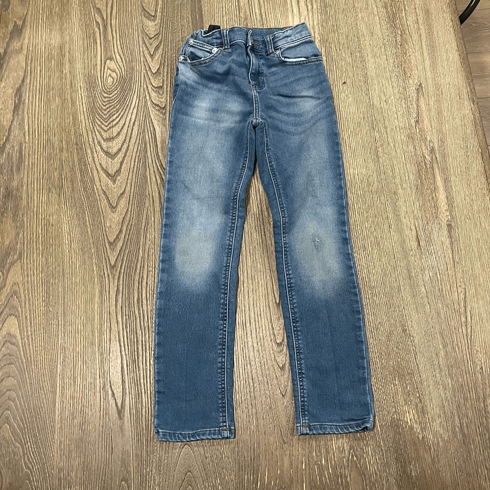 Members Mark Boys Knit Denim Jeans Straight Leg Stretch Medium Wash Blue Size 10-image