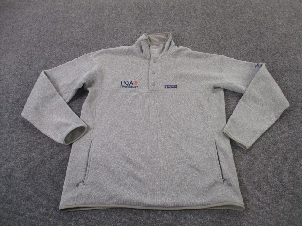 Patagonia Jacket Mens L Gray Snap T Sweater Marsupial Fleece Logo Jumper 26000