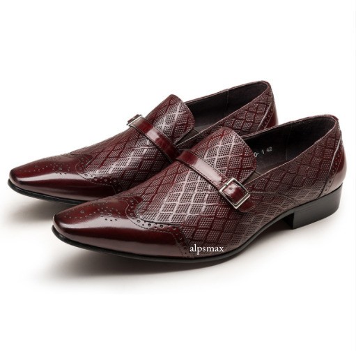 Men's Trendy Real Leather Buckle Business Pumps - Breathable Pointed Toe