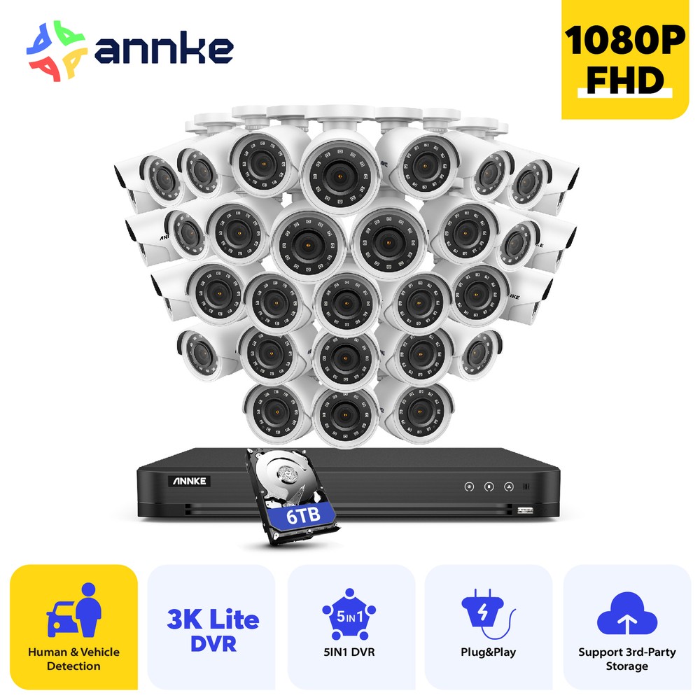 ANNKE 5MP 32CH 5in1 H.265+ AI Outdoor Security Camera System DVR