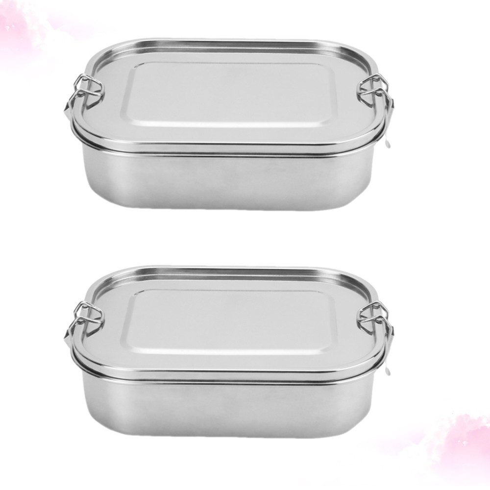 2 Pcs Stainless Steel Lunch Box Student Child Boxes for Adults Food Container