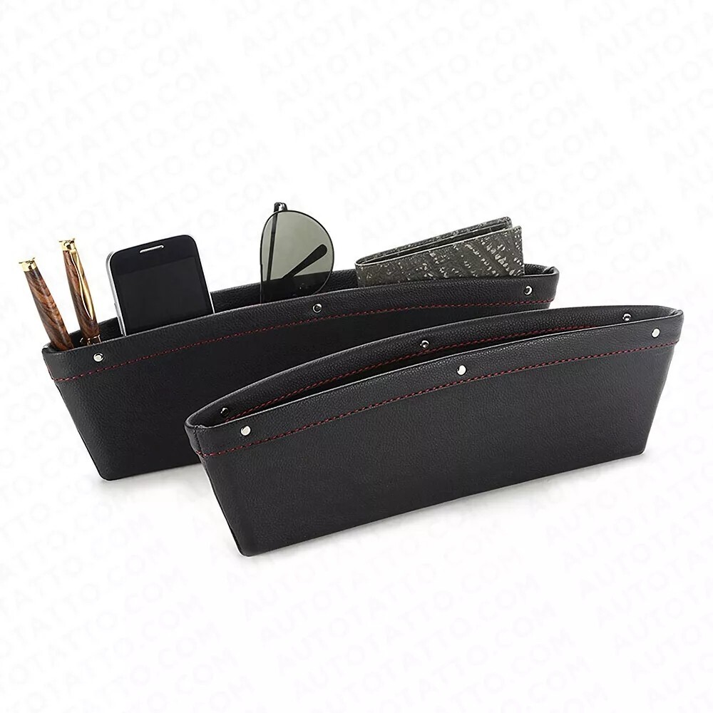 2Pcs Car Van Seat Console Gap Catcher Filler Storage Box Pocket Organizer Bag