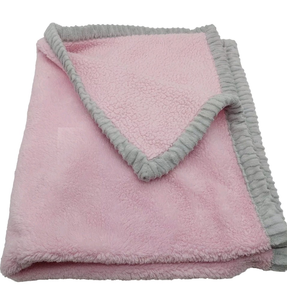 Chick Pea Pink Gray Baby Ribbed Trimmed Security Blanket 30