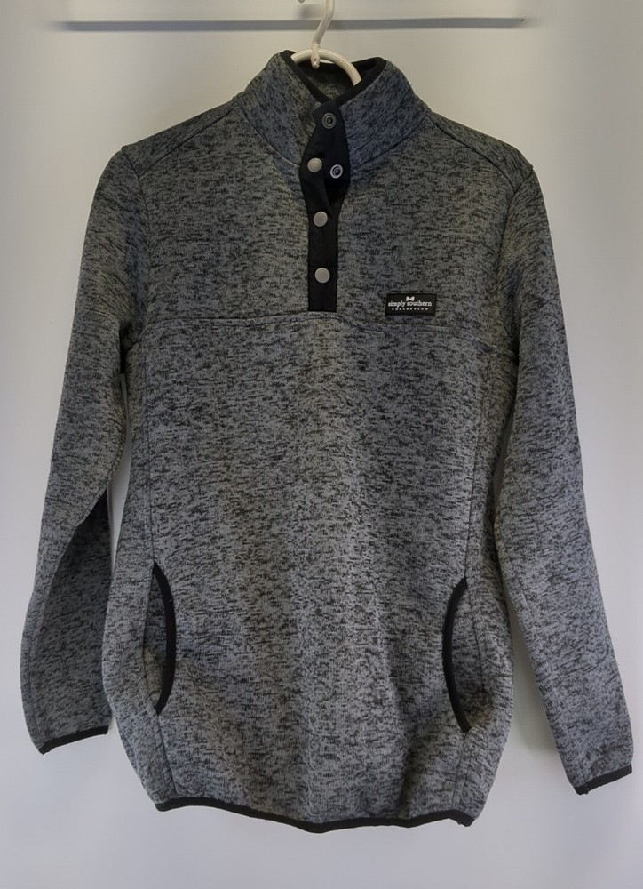 Simply Southern Cozy Fleece Mock Neck 1/4 Snap Pullover - Soft & Stylish Quarter-Zip Sweatshirt, Size Medium, Perfect for Casual Comfort and Layering
