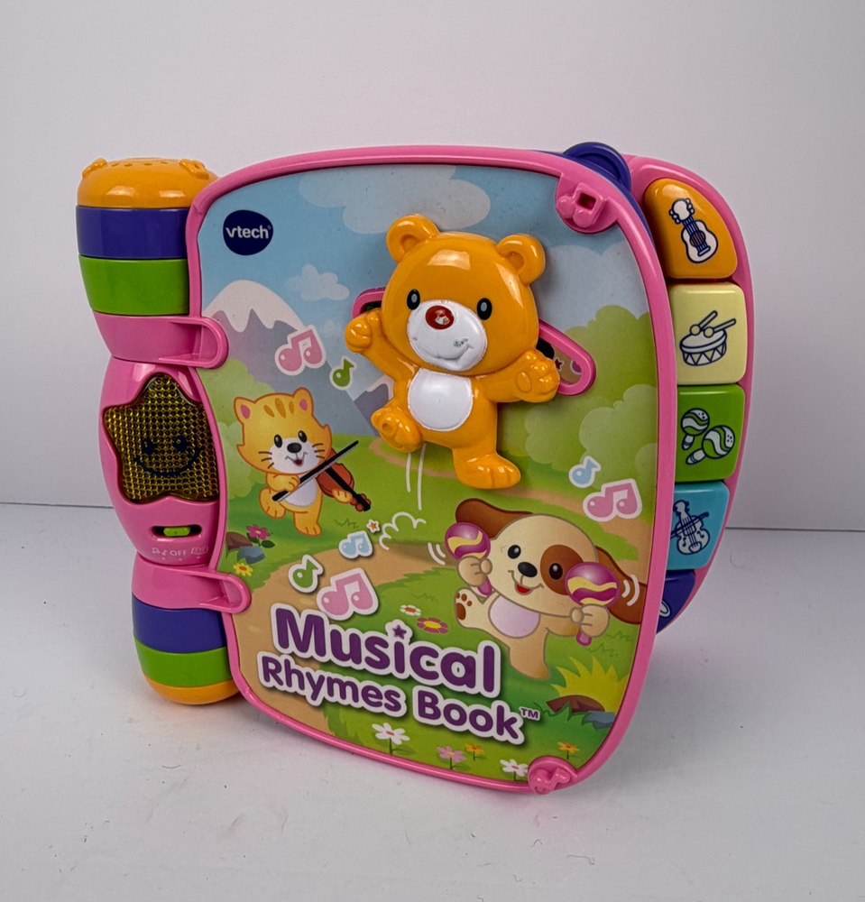 VTech Musical Rhymes Plastic Educational Book for Babies Pink W/Sounds - Works!
