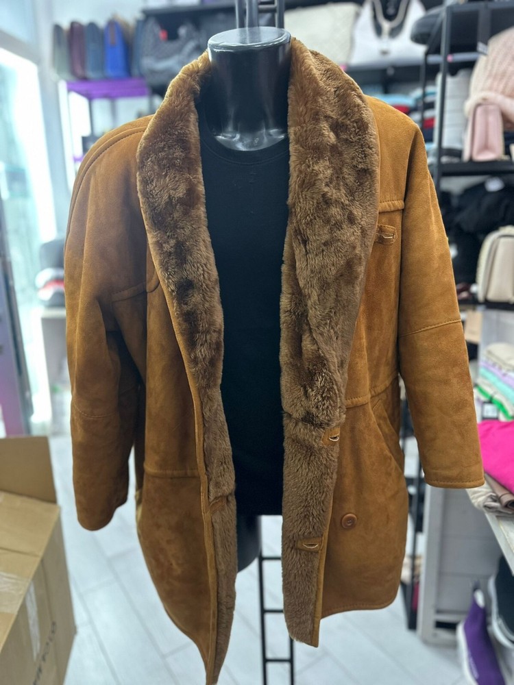 Vintage Brown Elisa Sori Shearling Coat Women Size 50 LLV282