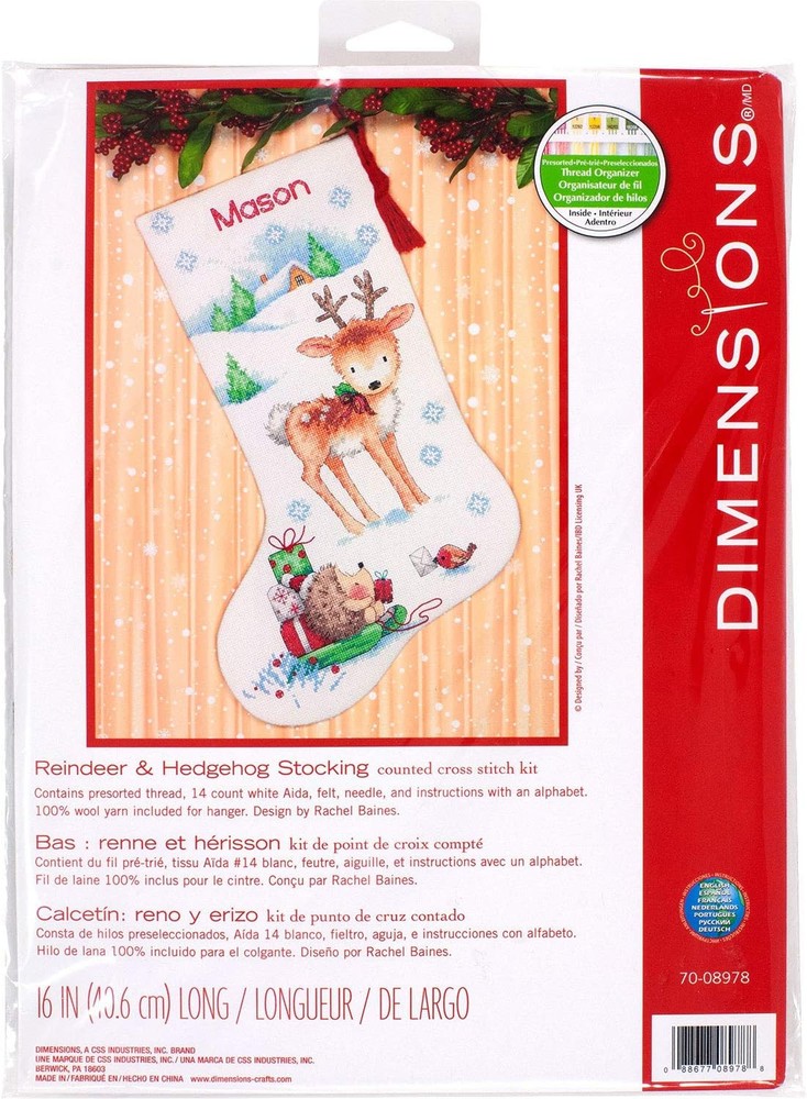 Dimensions Cross Stitch 'Reindeer and Hedgehog' 16'', Reindeer Hedgehog