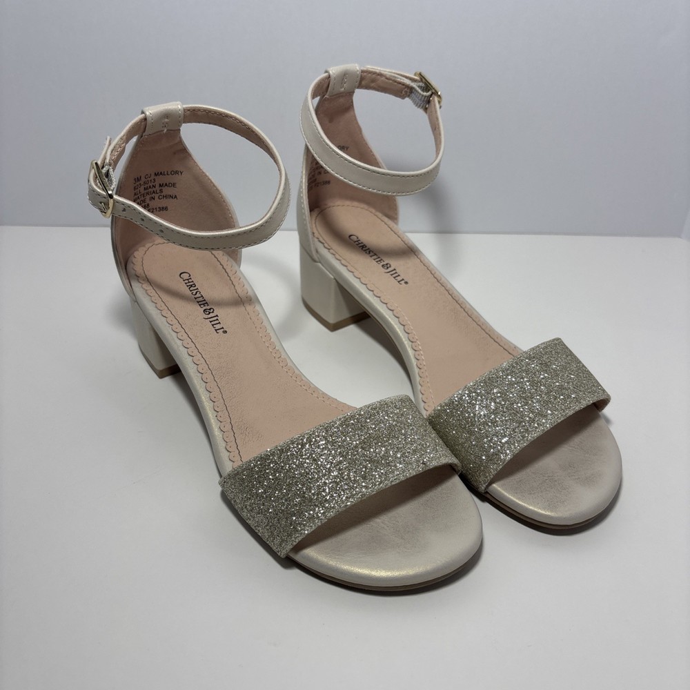 Christie & Jill Little Girl Dress Shoes Formal Wedding Bridal Mallory Gold ✅ 3M