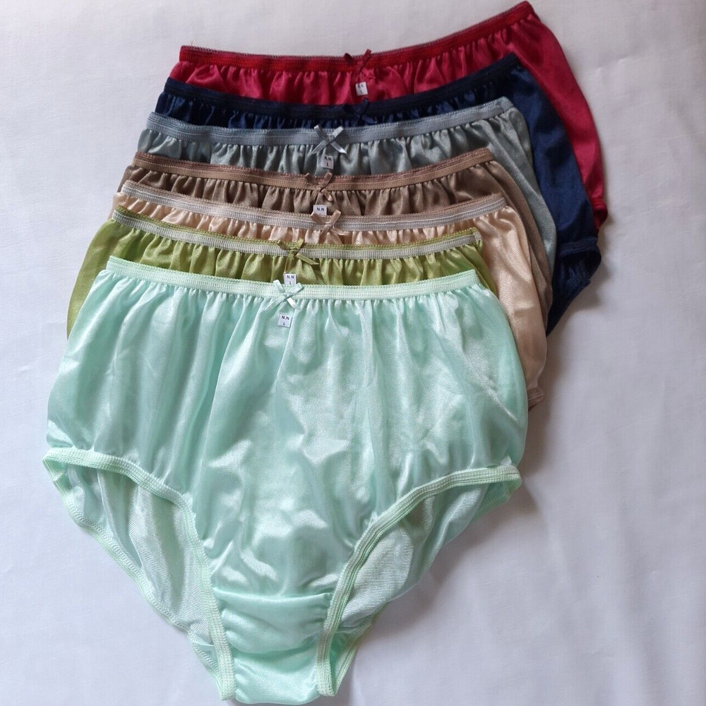 ึ 7Panties Underwear Women Light Nylon Silky Soft Briefs High Waist 30-36