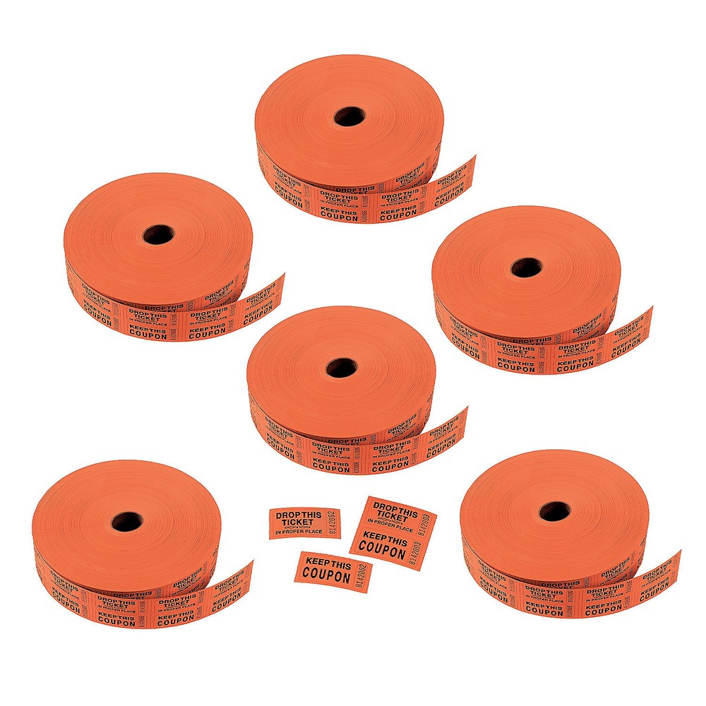 Fun Express Bulk 12,000 Pieces Orange Coupon Double Roll Tickets-image