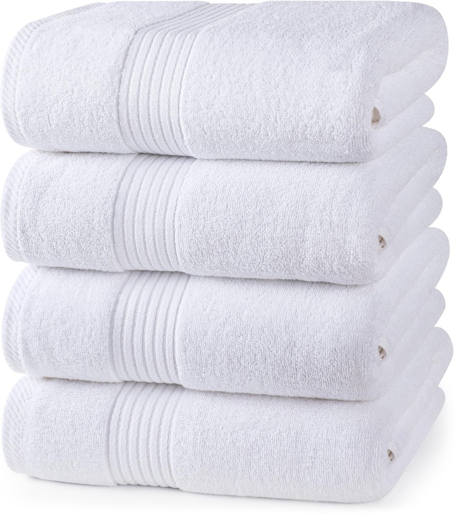 Utopia 4-Pack Bath Towels 27x54 Inches 100% Ring Spun Cotton Soft Absorbent Set