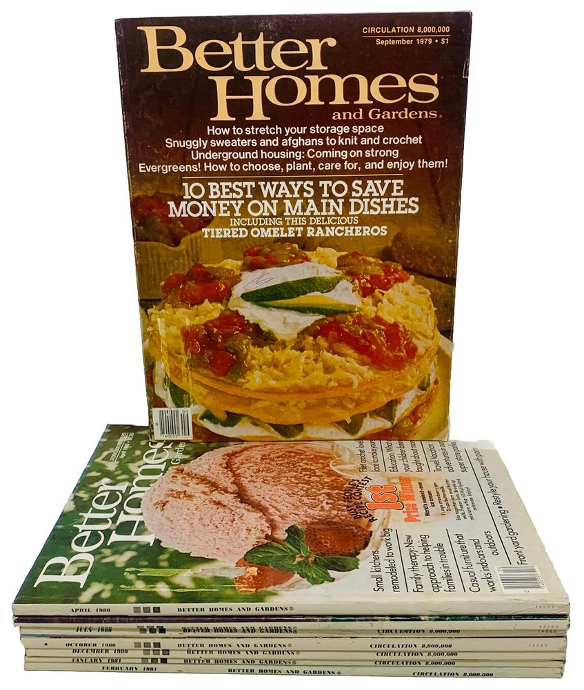 Vintage BETTER HOMES & GARDENS Magazine Lot 9 Issues 1975 Holiday BBQ Cookbooks 1979-81